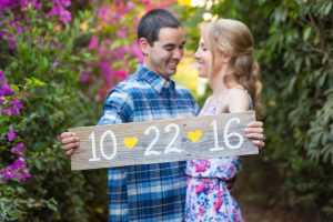 Ideas for engagement photos props, including the Save the Date