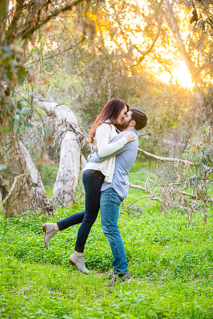 Sunset coming through the trees at this engagement session
