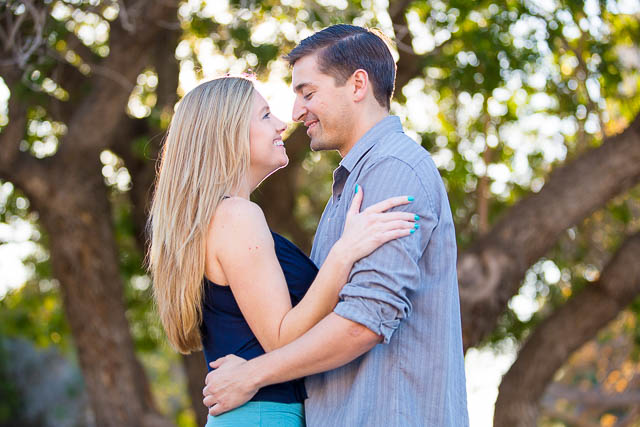 UCSB couples engagement photos with tree in the background