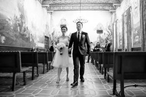 An elopement at the Santa Barbara Courthouse Mural Room.
