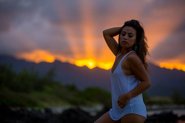 Boudoir photoshoot at Secret Beach during sunset, in Oahu, Hawaii.