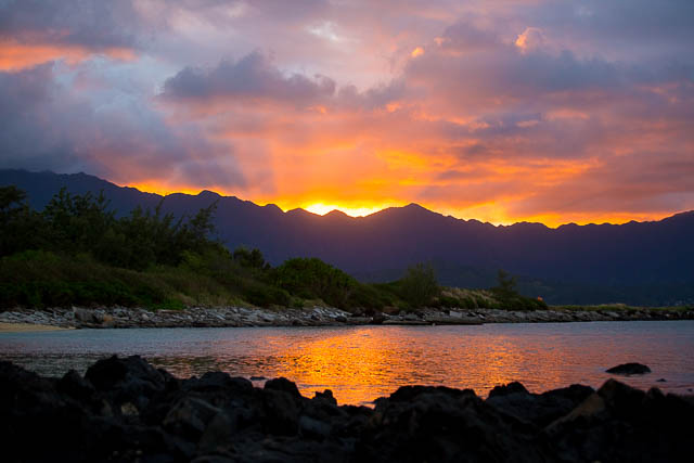 Sunset in Oahu, Hawaii.
