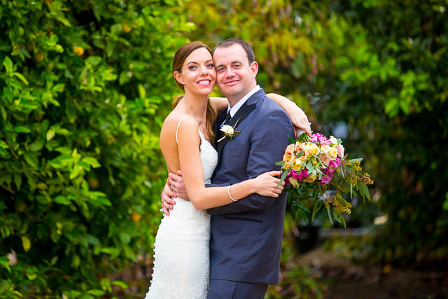 Bride and groom kissing at Gerry Ranch wedding.