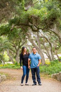 The newly engaged couple looks at each other lovingly during their Ennisbrook engagement photos.