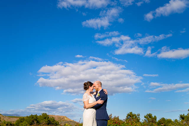 Bride and groom wedding portraits at Glen Annie Golf Course.