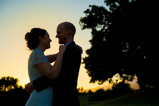 Sunset photos of newlyweds at Glen Annie Golf Course.