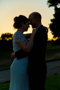 Sunset photos of newlyweds at Glen Annie Golf Course.