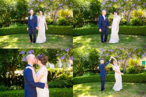 Bride and Groom's first look in Santa Barbara wedding.