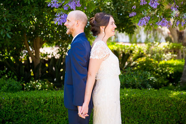 Bride and Groom's first look in Santa Barbara wedding.