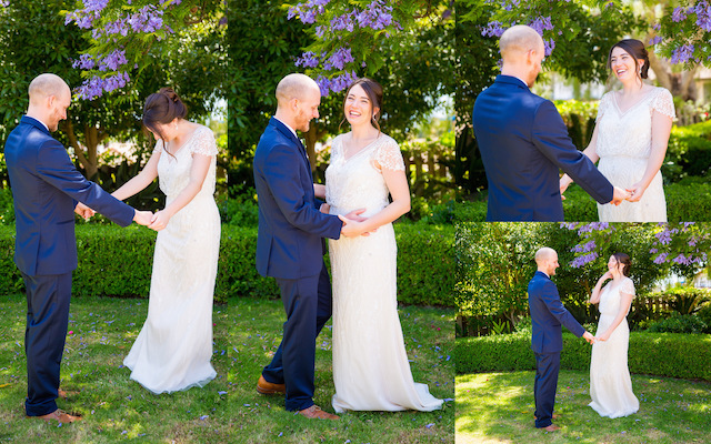 Bride and Groom's first look in Santa Barbara wedding.