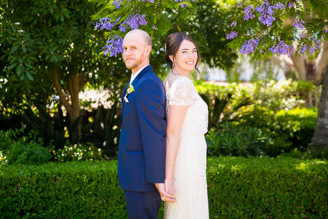 Bride and Groom's first look in Santa Barbara wedding.