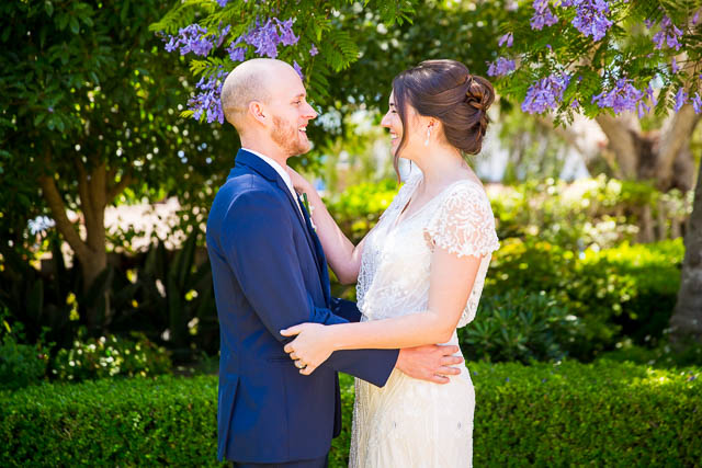 Bride and Groom's first look in Santa Barbara wedding.