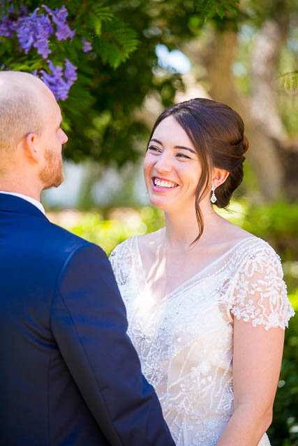 Bride and Groom's first look in Santa Barbara wedding.