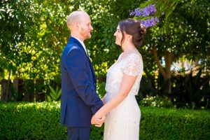 Bride and Groom's first look in Santa Barbara wedding.