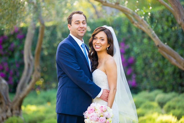Bride and groom portraits in the lavender field at San Ysidro Ranch in Montecito, California.