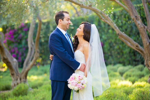 Bride and groom portraits in the lavender field at San Ysidro Ranch in Montecito, California.