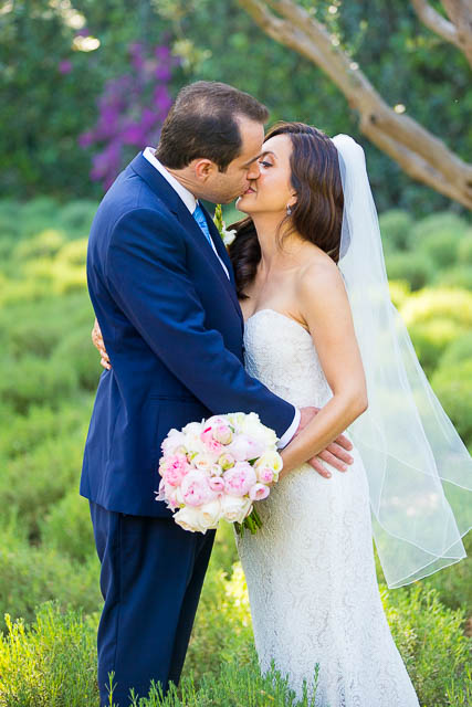Bride and groom portraits in the lavender field at San Ysidro Ranch in Montecito, California.