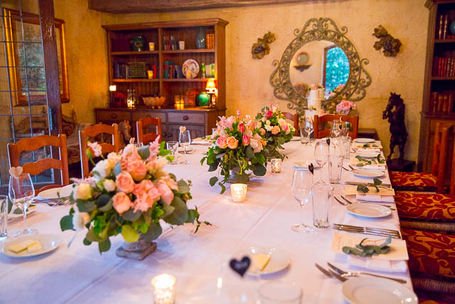 San Ysidro Ranch's Cellar room, set up for the couple's intimate wedding reception.