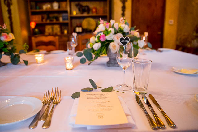 San Ysidro Ranch's Cellar room, set up for the couple's intimate wedding reception.