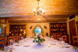 San Ysidro Ranch's Cellar room, set up for the couple's intimate wedding reception.