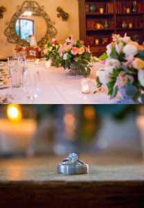 San Ysidro Ranch's Cellar room, set up for the couple's intimate wedding reception.