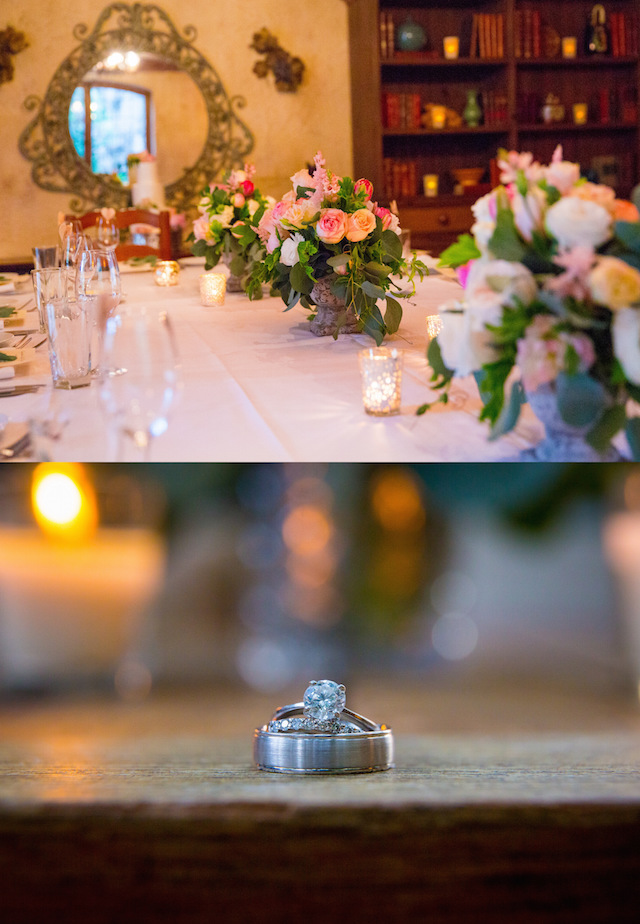 San Ysidro Ranch's Cellar room, set up for the couple's intimate wedding reception.