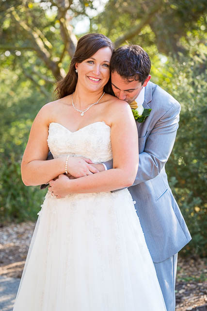 Romantic photos of the bride and groom after their Elings Park wedding.