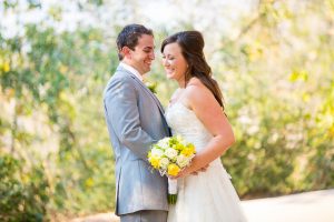 Romantic photos of the bride and groom after their Elings Park wedding.