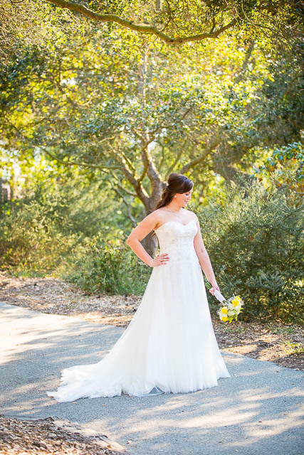 Romantic photos of the bride and groom after their Elings Park wedding.