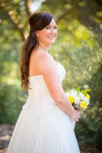Romantic photos of the bride and groom after their Elings Park wedding.