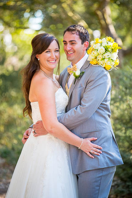 Romantic photos of the bride and groom after their Elings Park wedding.