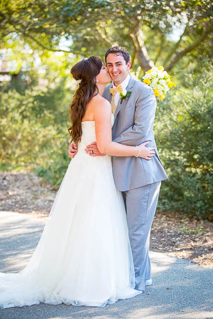 Romantic photos of the bride and groom after their Elings Park wedding.