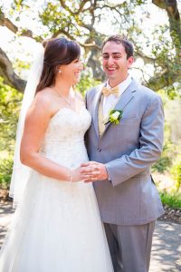 Bride and groom's first look at Elings Park, Santa Barbara wedding.