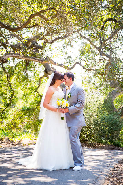 Bride and groom's first look at Elings Park, Santa Barbara wedding.