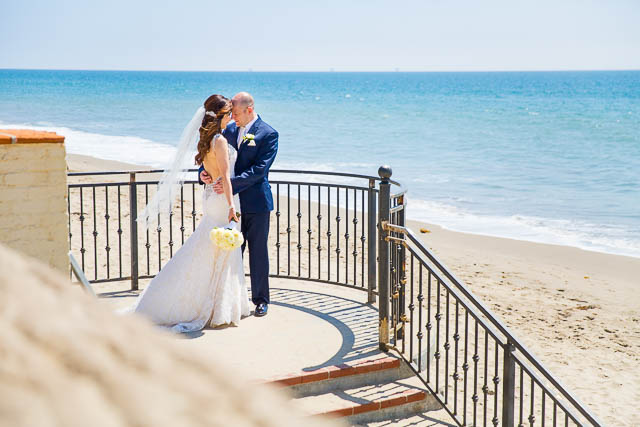 Bride and groom wedding photos at Butterfly Beach, Montecito.