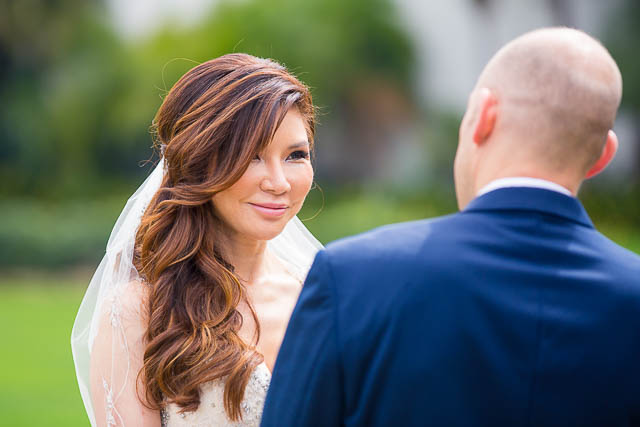 The bride and groom during their elopement at the Santa Barbara Courthouse.
