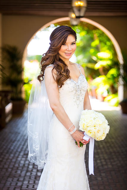 The beautiful bride at the Four Seasons Hotel in Santa Barbara.