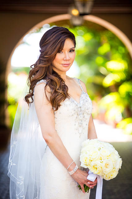 The beautiful bride at the Four Seasons Hotel in Santa Barbara.