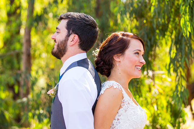 Bride and groom's first look at the Coronado Butterfly Preserve in Goleta. 