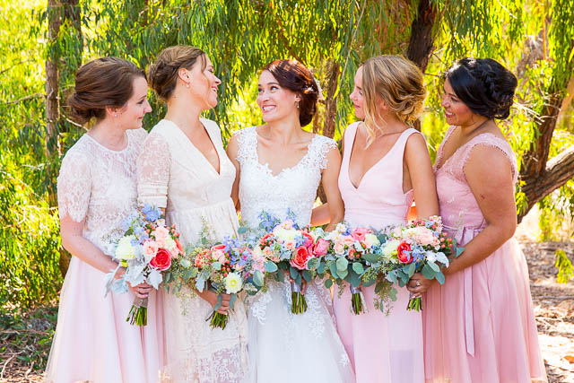 Bride and bridesmaids photos at the Coronado Butterfly Preserve.