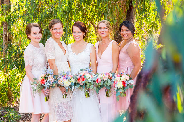Bride and bridesmaids photos at the Coronado Butterfly Preserve.