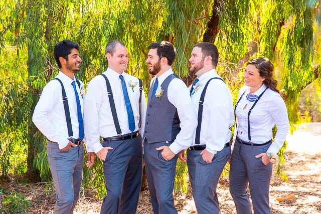 Groom and groomsmen photos at the Coronado Butterfly Preserve.