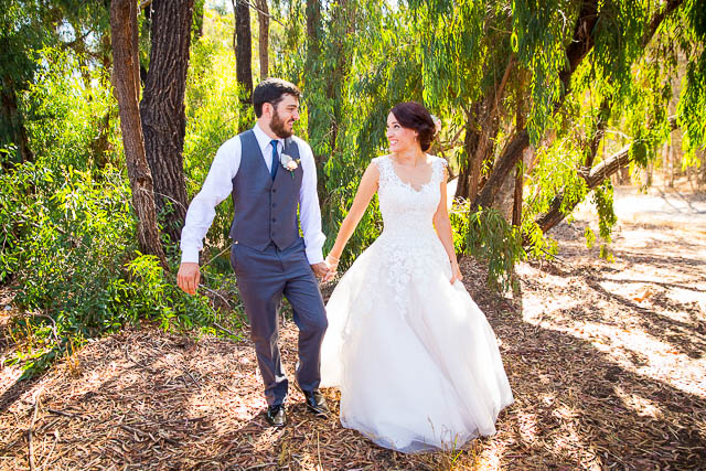 Bride and groom's first look at the Coronado Butterfly Preserve in Goleta. 