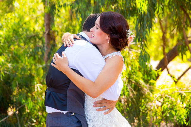 Bride and groom's first look at the Coronado Butterfly Preserve in Goleta. 