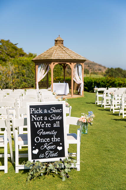 Wedding ceremony details at Glen Annie Golf Club in Goleta, CA.