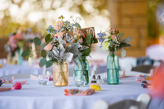 DIY wedding flowers, created by the bride.