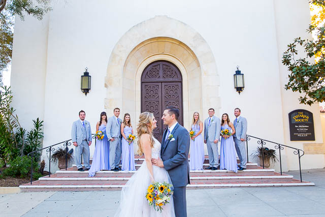 The entire wedding party at the Unitarian Society in Santa Barbara.