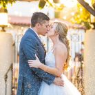 Bride and groom kissing at The Unitarian Society wedding.