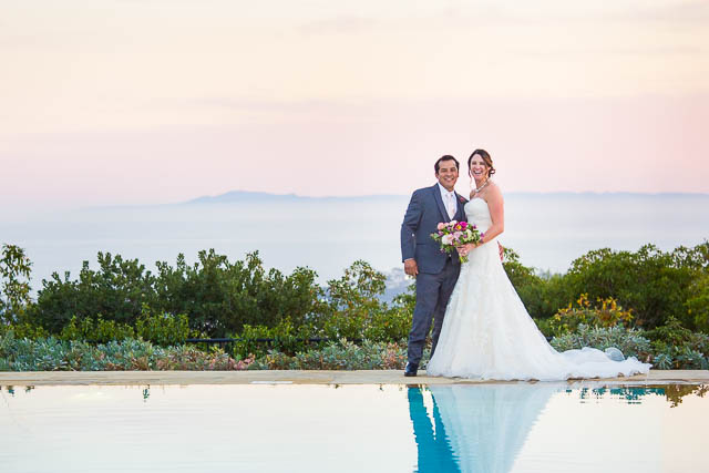 Belmond El Encanto bride and groom sunset photos.