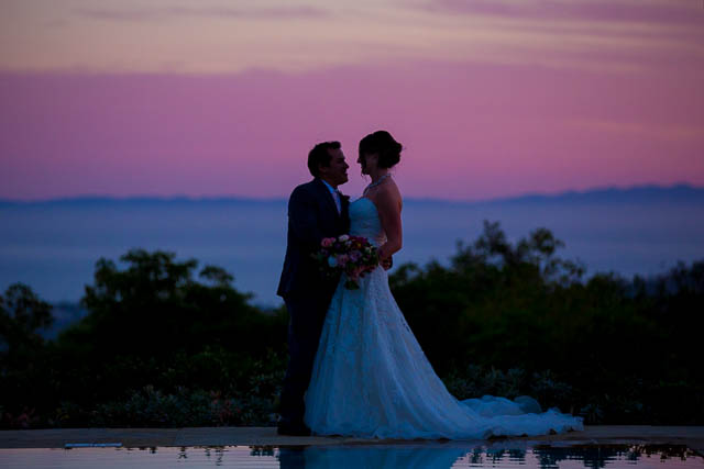Belmond El Encanto bride and groom sunset photos.